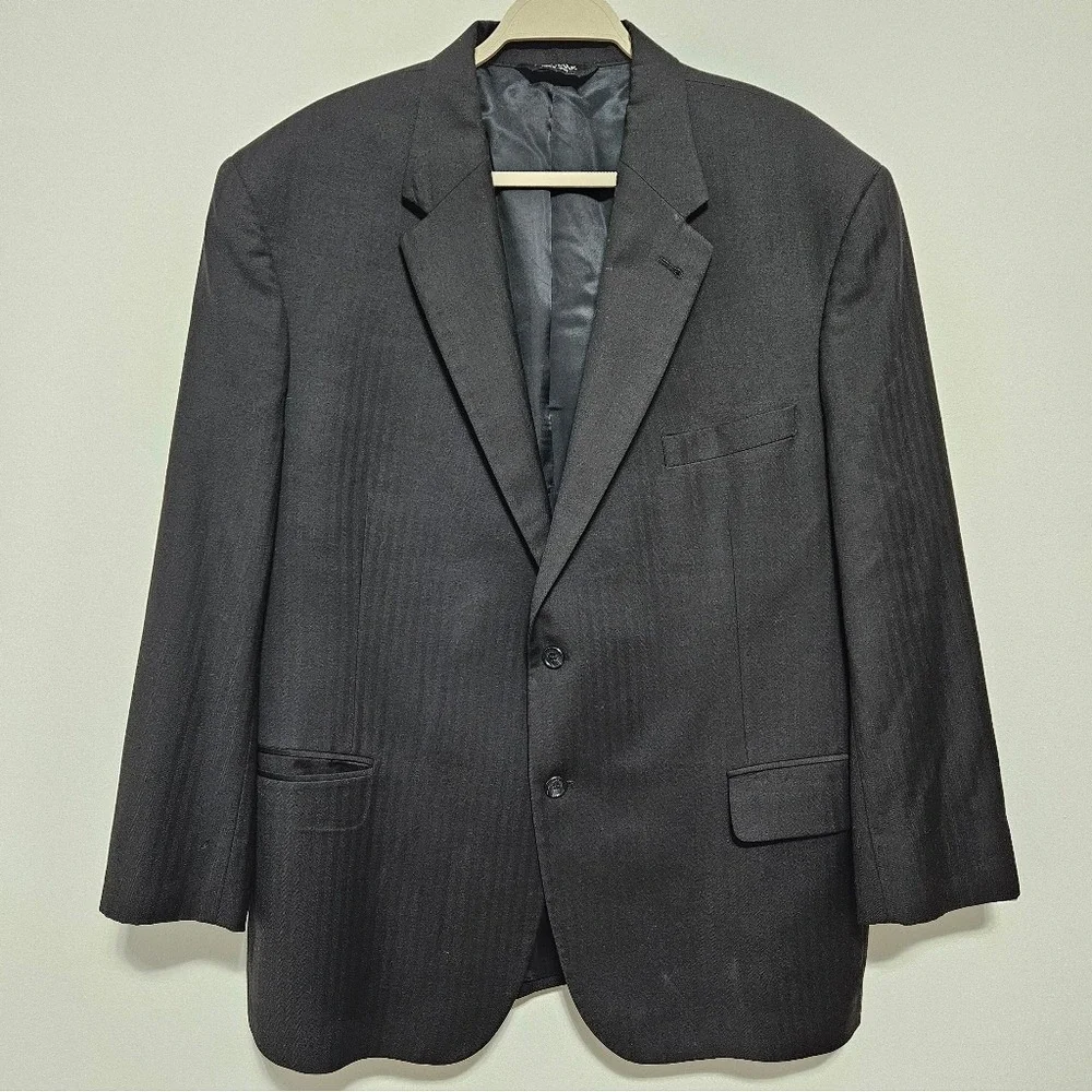 Jos A. Bank Mens 100% Wool Sport Coat‎ Blazer Jacket Wedding Preppy Black 46S